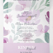 Invitation Trois Volets Mariage aquarelle floral bohème (Intérieur au milieu)