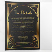 Invitation Trois Volets Mariage Art Déco Nouveau (Intérieur en premier)