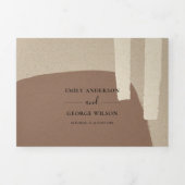 INVITATION TROIS VOLETS MARIAGE ARTISTIQUE ABSTRAIT JAUNE MODERNE T (Page de couverture)