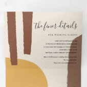 INVITATION TROIS VOLETS MARIAGE ARTISTIQUE ABSTRAIT JAUNE MODERNE T (Intérieur en premier)