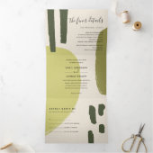 INVITATION TROIS VOLETS MARIAGE ARTISTIQUE ABSTRAIT MODERNE VERT EN LIME D (Intérieur)