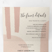 INVITATION TROIS VOLETS MARIAGE ARTISTIQUE MODERNE ABSTRAIT DOUX BLUSH PEA (Intérieur en premier)