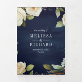 Invitation Trois Volets Mariage avec code QR en pot Mason Roses blanches e (Page de couverture)