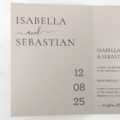 Invitation Trois Volets Mariage Beige doux ensemble complet répondez s'il  (Intérieur en premier)
