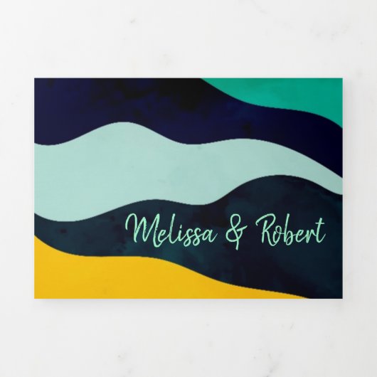 Invitation Trois Volets Mariage bilingue - Bijoux tout en un (Page de couverture)