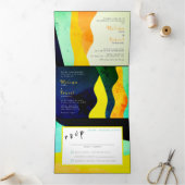 Invitation Trois Volets Mariage bilingue - Bijoux tout en un (Intérieur)