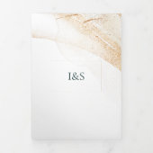 Invitation Trois Volets Mariage Blanc Ensemble Emeraude Roses Vertes (Page de couverture)