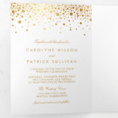 Invitation Trois Volets Mariage blanc Faux Gold Foil Confetti Dots (Intérieur en premier)