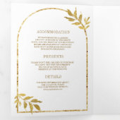 Invitation Trois Volets Mariage blanc Feuille Gold Laurel Wreath (Intérieur en premier)