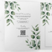 Invitation Trois Volets Mariage Blanc Moderne avec Feuillage Minimal (Intérieur en premier)