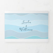 Invitation Trois Volets Mariage bleu de la plage (Page de couverture)