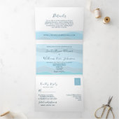 Invitation Trois Volets Mariage bleu de la plage (Intérieur)