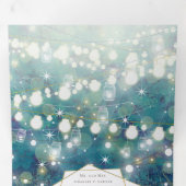 Invitation Trois Volets Mariage bleu vert or rustique chic forêt (Intérieur en premier)