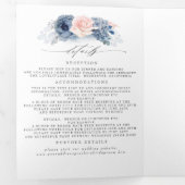 Invitation Trois Volets Mariage botanique bleu et rose (Intérieur en premier)