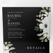 Invitation Trois Volets Mariage botanique moderne noir élégant (Intérieur en premier)