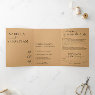 Invitation Trois Volets Mariage Burly Bois San Ensemble complet réponse ai