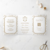 Invitation Trois Volets Mariage Catholique avec Code QR de style Victorien (Intérieur)