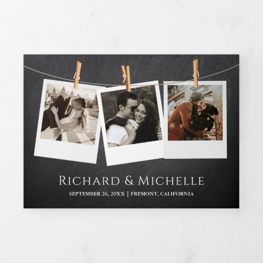 Invitation Trois Volets Mariage Chalkboard Mountain Forest (Page de couverture)