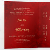 Invitation Trois Volets MARIAGE chinois BILINGUAL Red Gold (Intérieur en premier)
