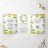 Invitation Trois Volets Mariage Citron Verger Citrus Rustique Code QR (Intérieur)