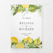 Invitation Trois Volets Mariage Citron Verger Citrus Rustique Code QR (Page de couverture)