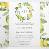Invitation Trois Volets Mariage Citron Verger Citrus Rustique Code QR (Intérieur au milieu)