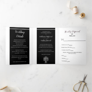 Invitation Trois Volets Mariage classique à deux couleurs