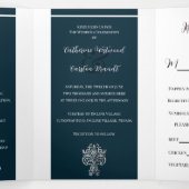 Invitation Trois Volets Mariage classique à deux couleurs (Intérieur au milieu)