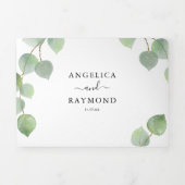 Invitation Trois Volets Mariage Classique Eucalyptus et Or (Page de couverture)