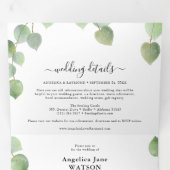 Invitation Trois Volets Mariage Classique Eucalyptus et Or (Intérieur en premier)