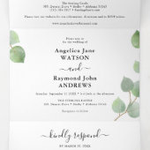 Invitation Trois Volets Mariage Classique Eucalyptus et Or (Intérieur au milieu)