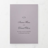 Invitation Trois Volets Mariage Classique Lilas Clair (Page de couverture)