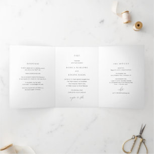 Invitation Trois Volets Mariage classique noir et blanc élégant
