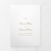 Invitation Trois Volets Mariage Classique Or Propre (Page de couverture)