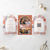 Invitation Trois Volets Mariage Code QR Bohème Rustique Nautilus (Intérieur)