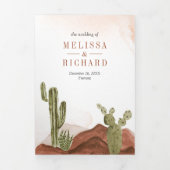 Invitation Trois Volets Mariage Code QR Cactus Désert Floral Terracotta (Page de couverture)