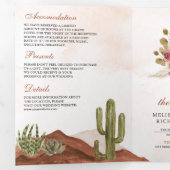 Invitation Trois Volets Mariage Code QR Cactus Désert Floral Terracotta (Intérieur en premier)