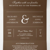 Invitation Trois Volets Mariage Code QR Collage Photo Minimal Brun (Intérieur au milieu)
