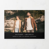 Invitation Trois Volets Mariage Code QR Collage Photo Minimal Noir (Page de couverture)