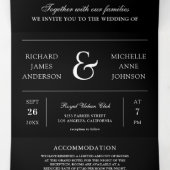 Invitation Trois Volets Mariage Code QR Collage Photo Minimal Noir (Intérieur au milieu)