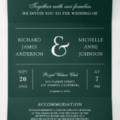 Invitation Trois Volets Mariage Code QR Collage Photo Vert Emeraude (Intérieur au milieu)
