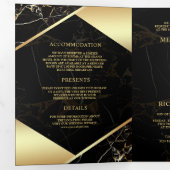 Invitation Trois Volets Mariage Code QR Esperluette Marbre Or Noir (Intérieur en premier)