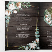 Invitation Trois Volets Mariage Code QR Eucalyptus Coton Or Bois Rustique (Intérieur en premier)