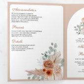 Invitation Trois Volets Mariage code QR Floral Boho Terracotta Pampas (Intérieur en premier)