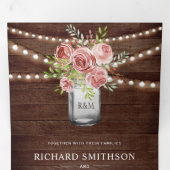 Invitation Trois Volets Mariage Code QR Floral Rose Cannelle Pot Mason (Intérieur en premier)