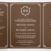Invitation Trois Volets Mariage code QR monogramme marron et blanc (Intérieur au milieu)