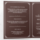 Invitation Trois Volets Mariage code QR monogramme marron et blanc Espress (Intérieur en premier)