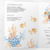 Invitation Trois Volets Mariage Code QR Naissance sous l'eau à l'aquarelle (Intérieur en premier)