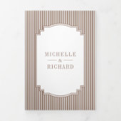 Invitation Trois Volets Mariage Code QR Photo Brun Rayé Classique (Page de couverture)