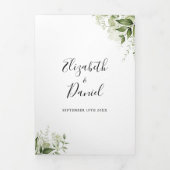 Invitation Trois Volets Mariage Code QR Photo Floral Greenery 2 (Page de couverture)